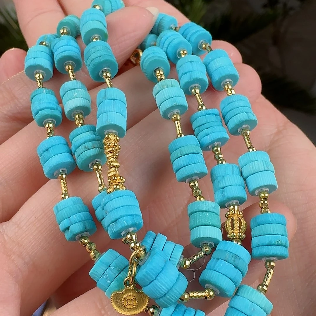 绿松石珠宝奇石18K金镶嵌