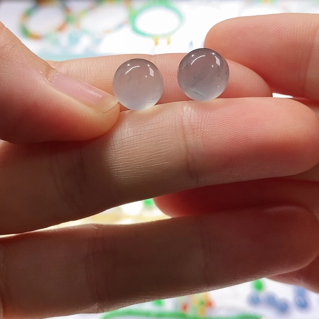 翡翠裸石乌鸡冰珠子一对