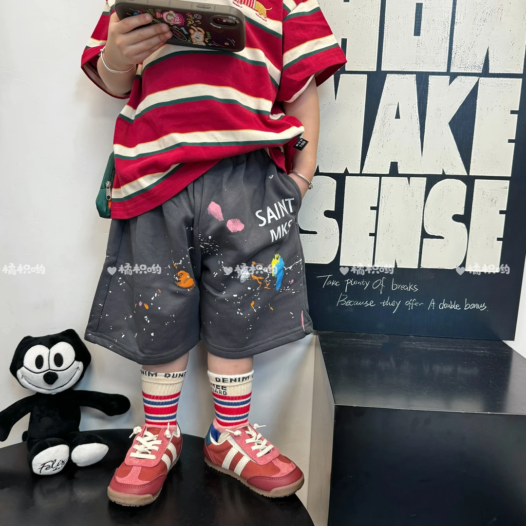 【橘枳哟】彩绘七彩烟花短卫裤