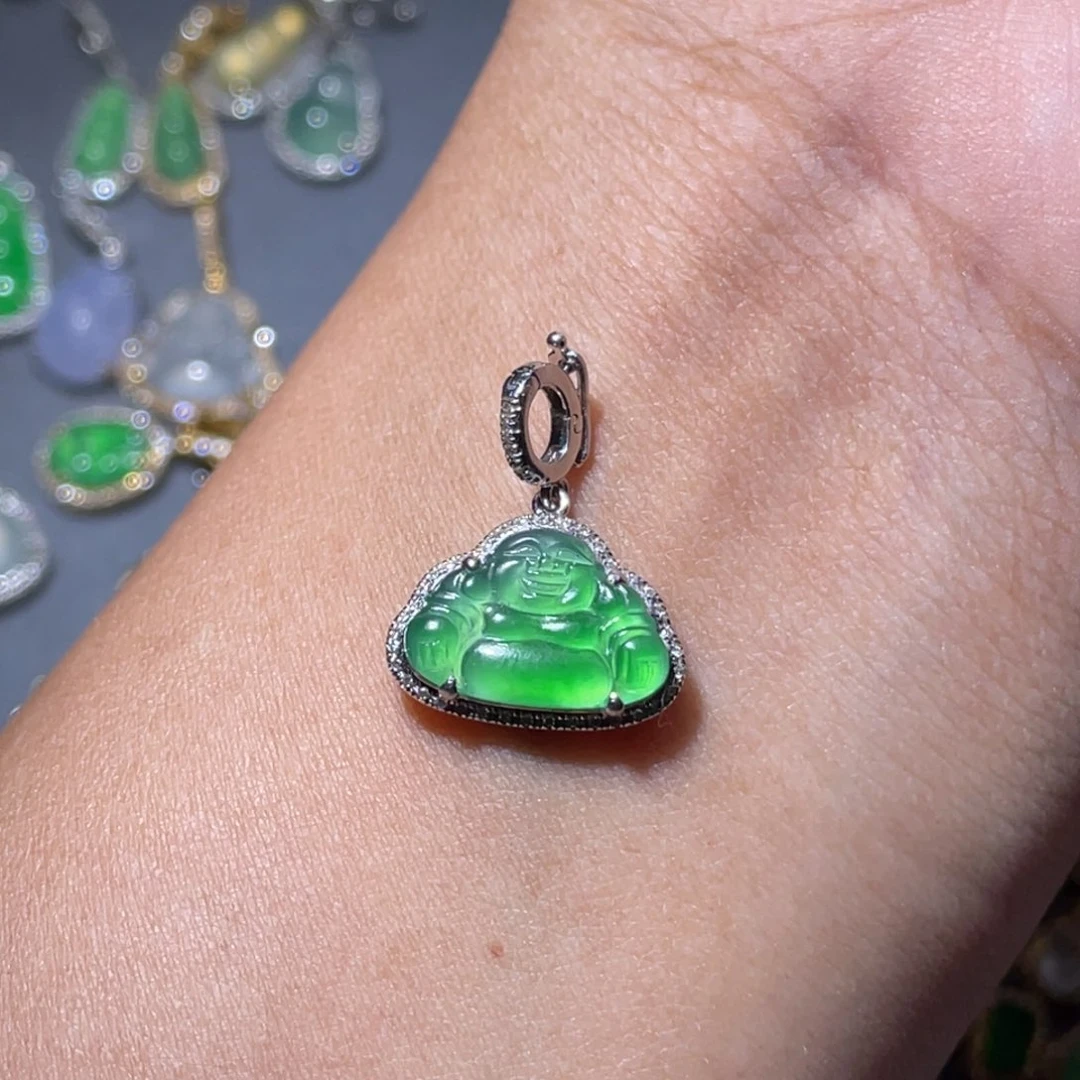 吊坠(不含链)18K金镶嵌翡翠