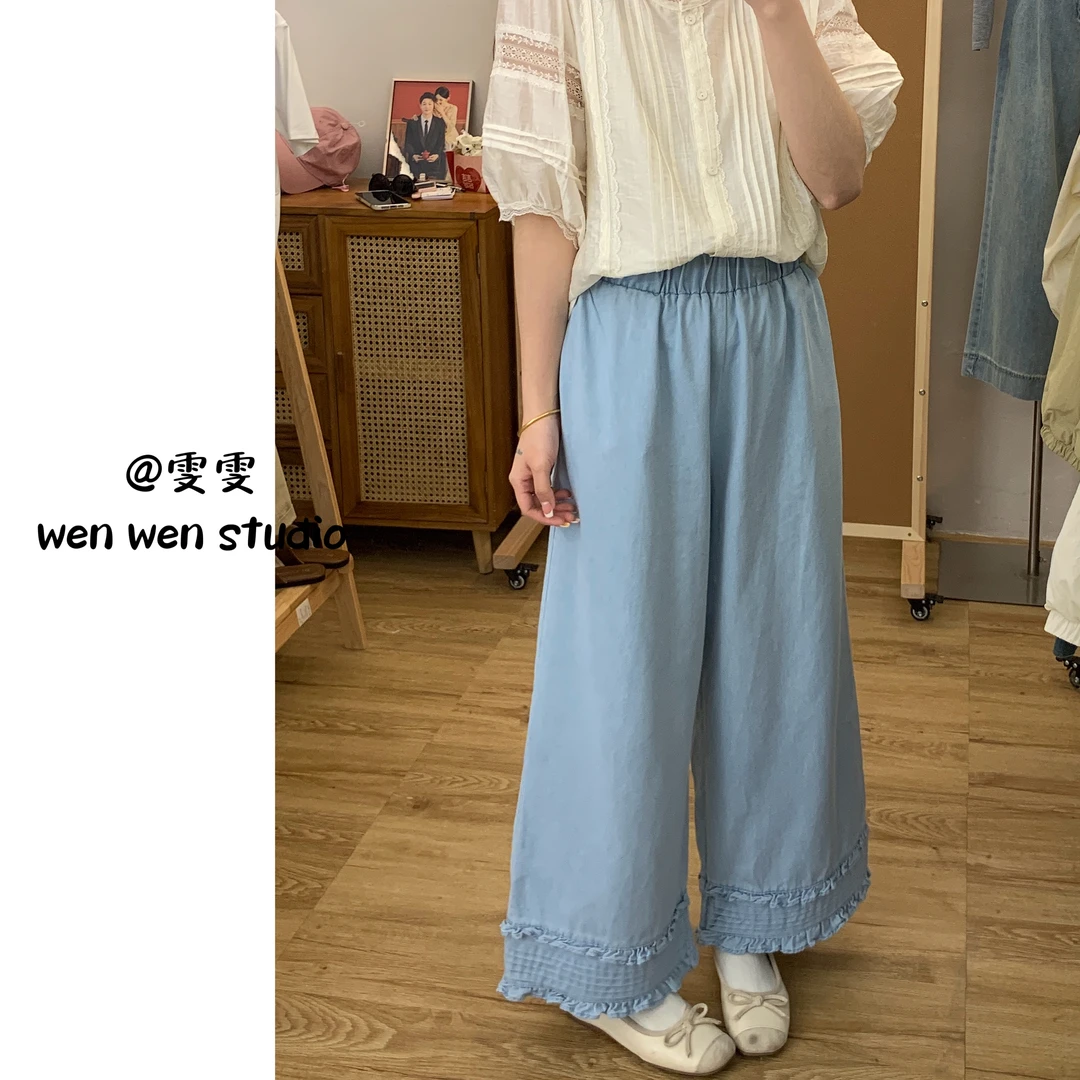 【雯雯】花边裤夏季重工花边拼接设计牛仔裤子
