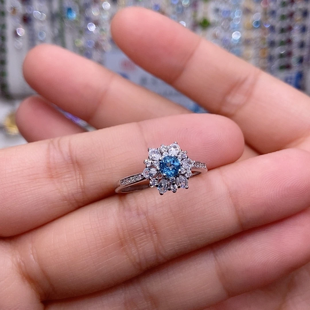 戒指托帕石银S925镶嵌