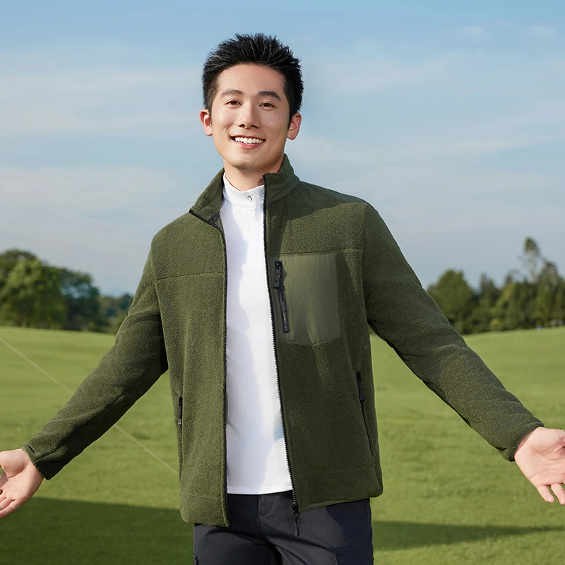 加绒加厚高端双面一体绒立领外套男新款冬保暖抓绒衣拉链开衫夹克