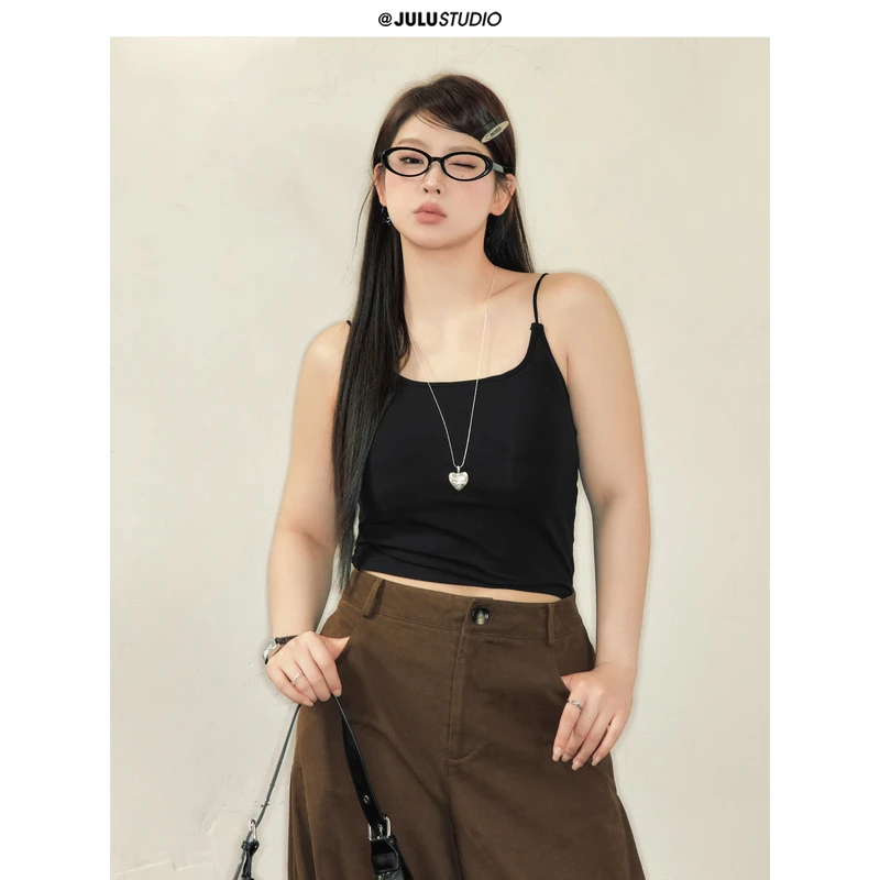 巨鹿工作室“我的百搭吊带朋友们”微胖mm带胸垫纯色背心大码内搭