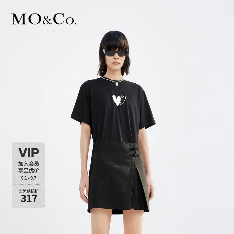 MOCO夏季爱心短袖宽松T恤美式复古MBC2TEET13