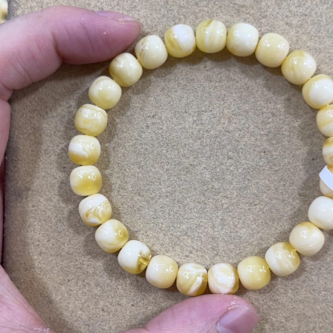 蜜蜡未镶嵌珠宝奇石8.5mm瓷白腰花