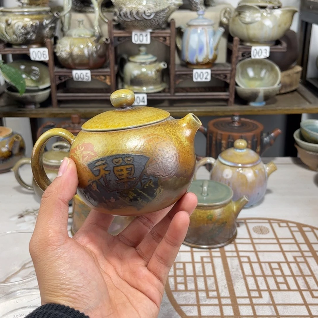 220cc白泥彩填柴烧西施，古法传承裸坯柴烧