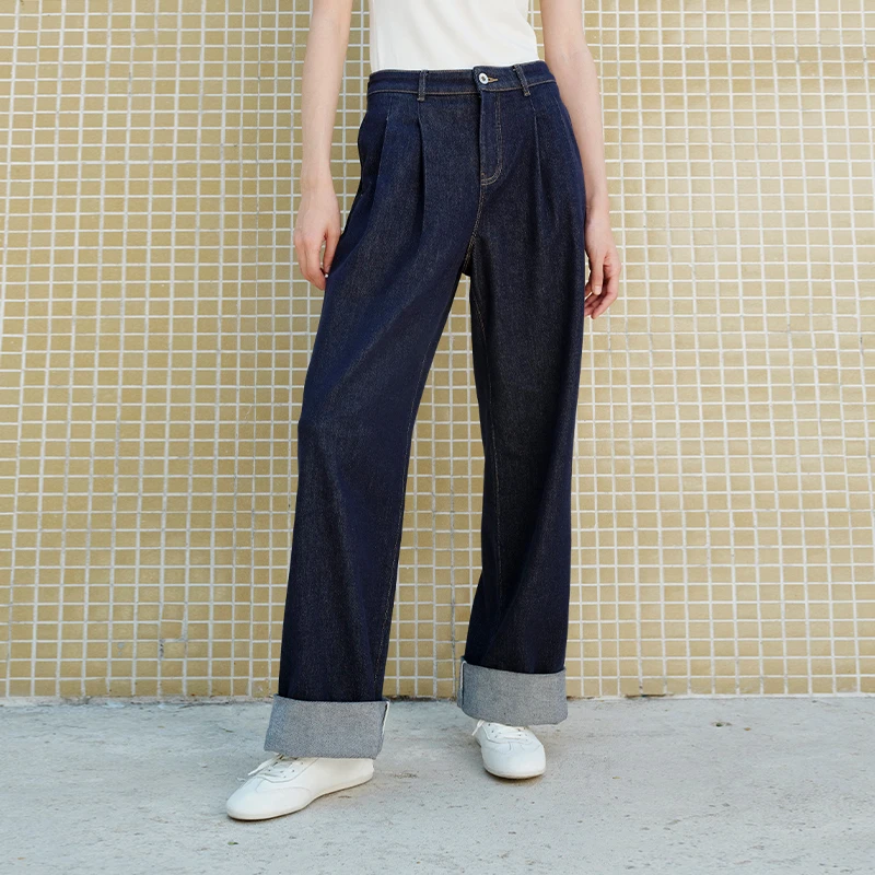 【裤子】【商场同款新品】翻边直筒牛仔裤 50323232