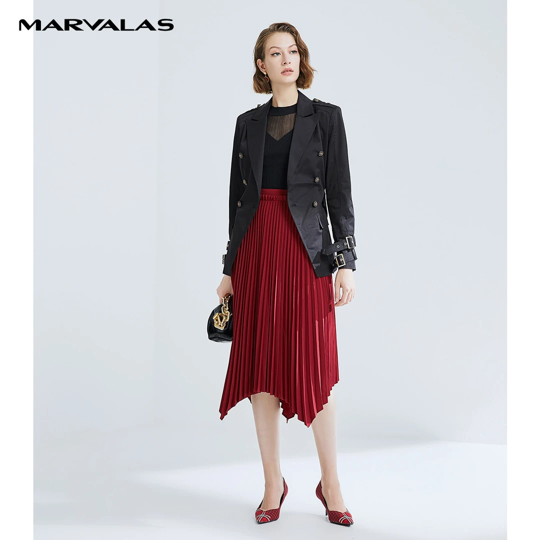 潮流系带收腰外套百搭气质西装领长袖上衣431280-90281