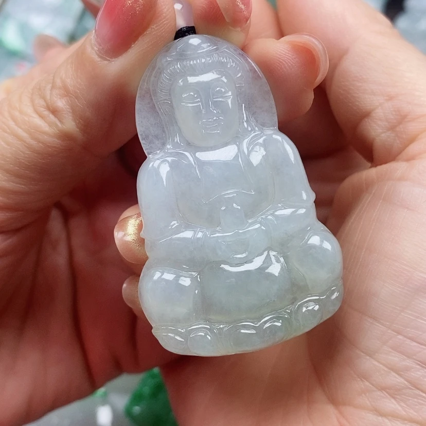【闪购商品】翡翠颈饰未镶嵌天然翡翠A货观音