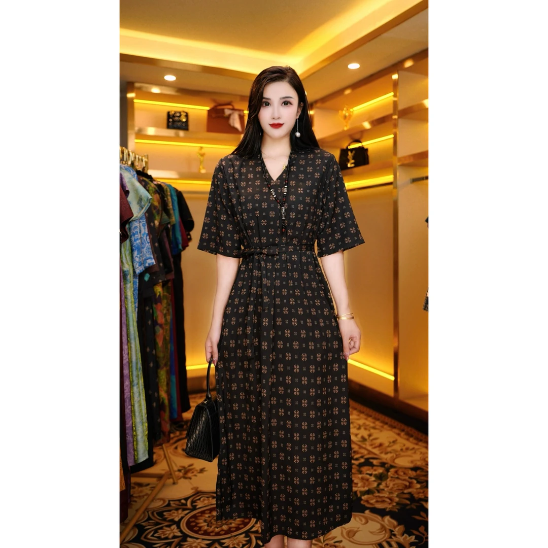 1369-5a新款高端国风传承气质连衣裙显瘦