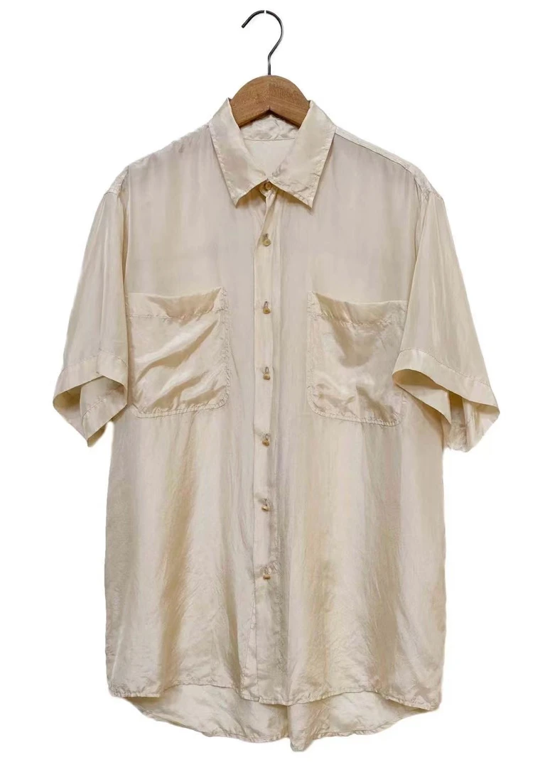 7折山山家-左岸迷香【衬衫】Z22SS1030桑蚕丝宽松夏季白色纯色短袖