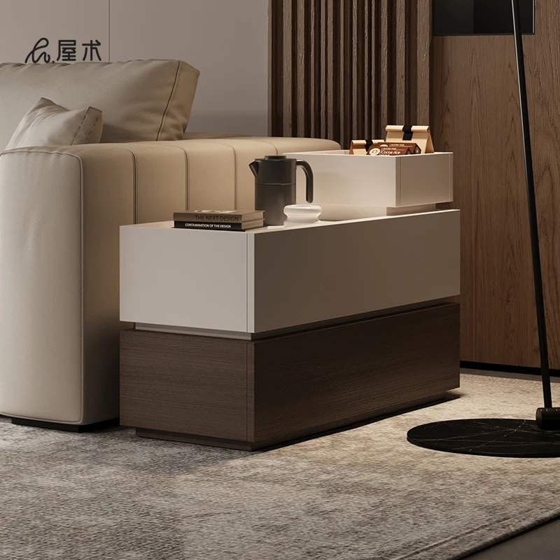 屋术沙发边柜意式简约客厅岩板长方型边几多组合定制小型窄储物柜