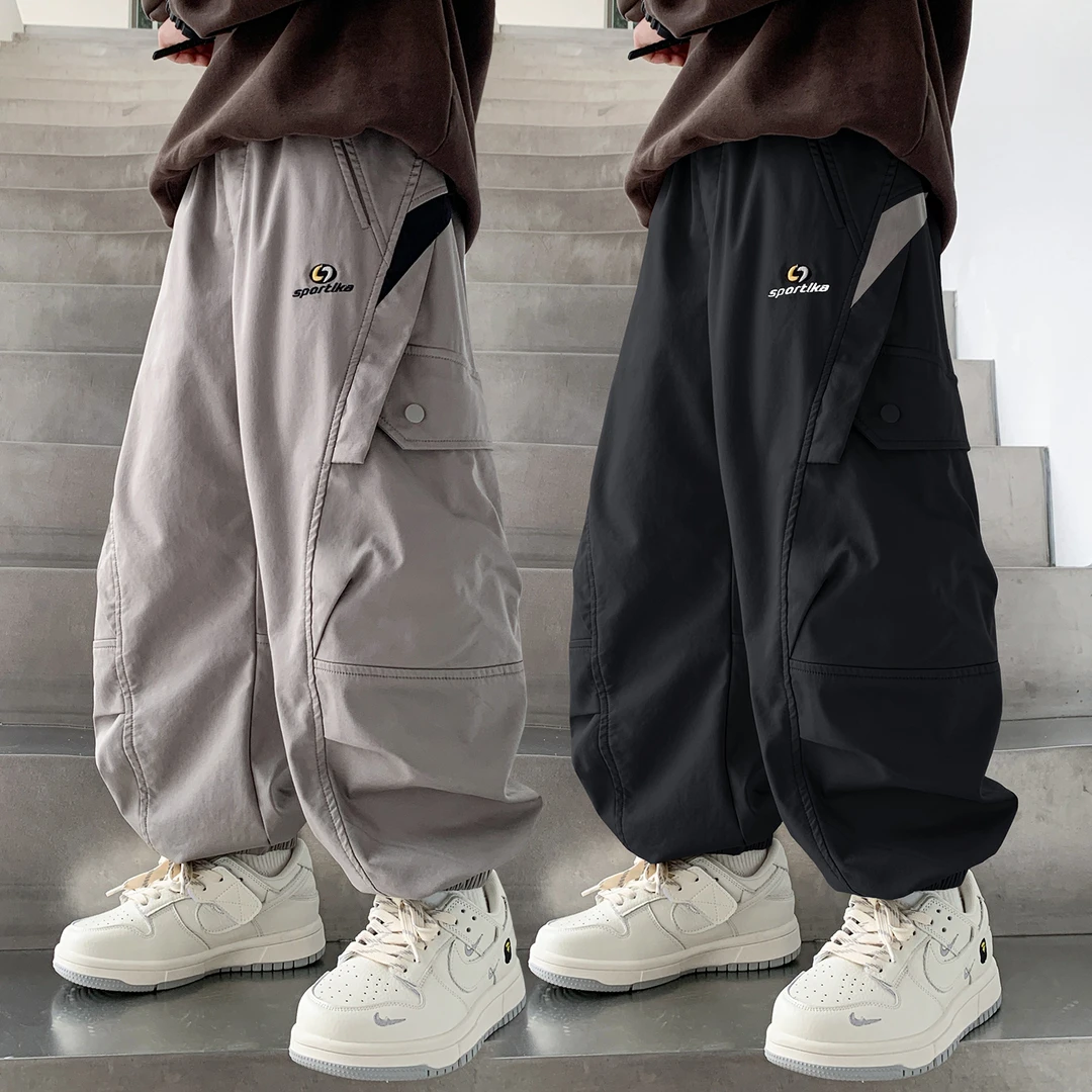 男童工装裤春秋新款收口儿童裤子中大童长裤休闲秋装季小学生纯棉