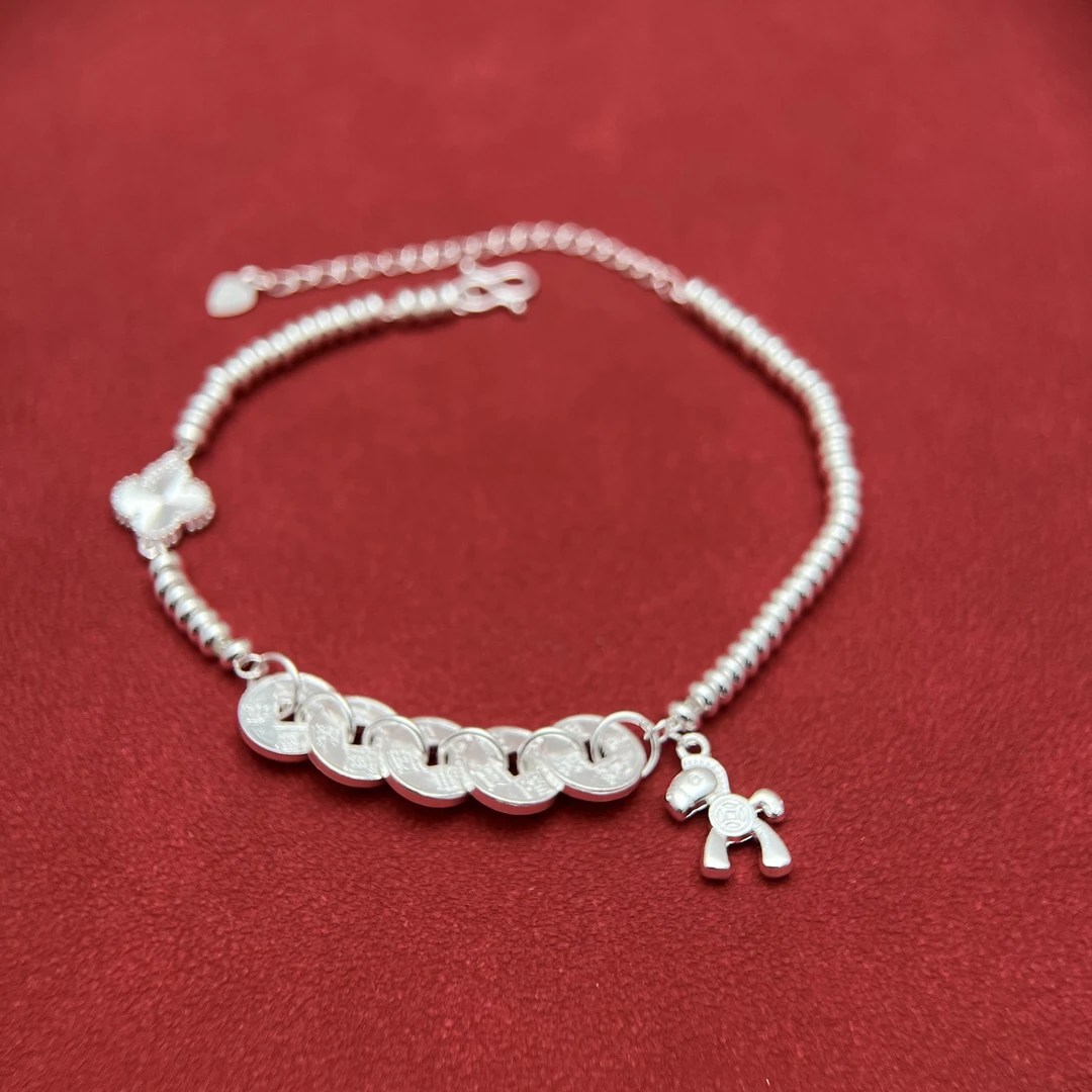 马上有钱五帝币幸运草生肖挂饰