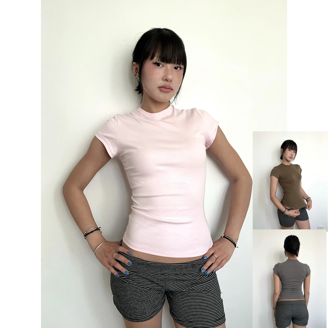 Silveryblood多色基础正肩修身棉T恤短袖 *上身舒适贴身