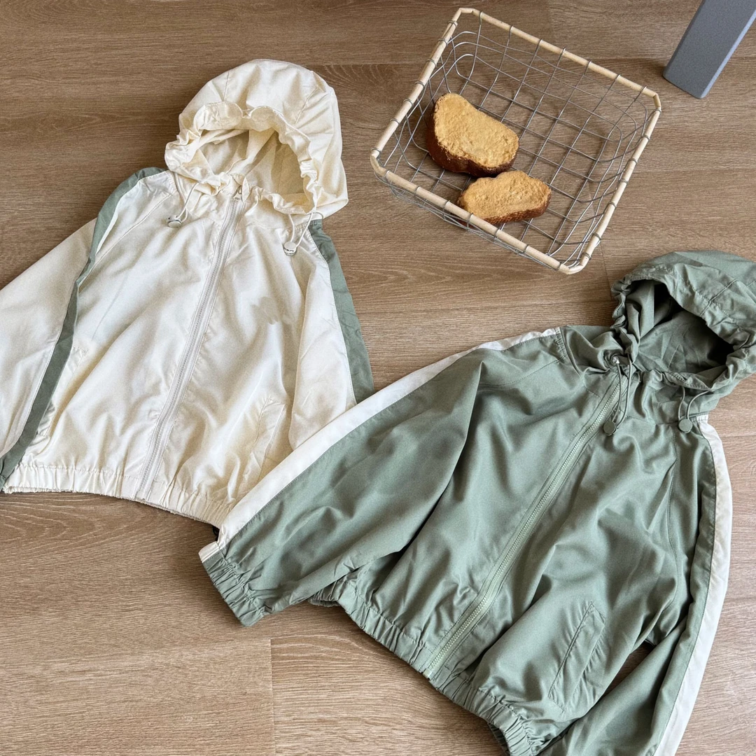 BCC0058【现货】韩版儿童TED拼色防晒服