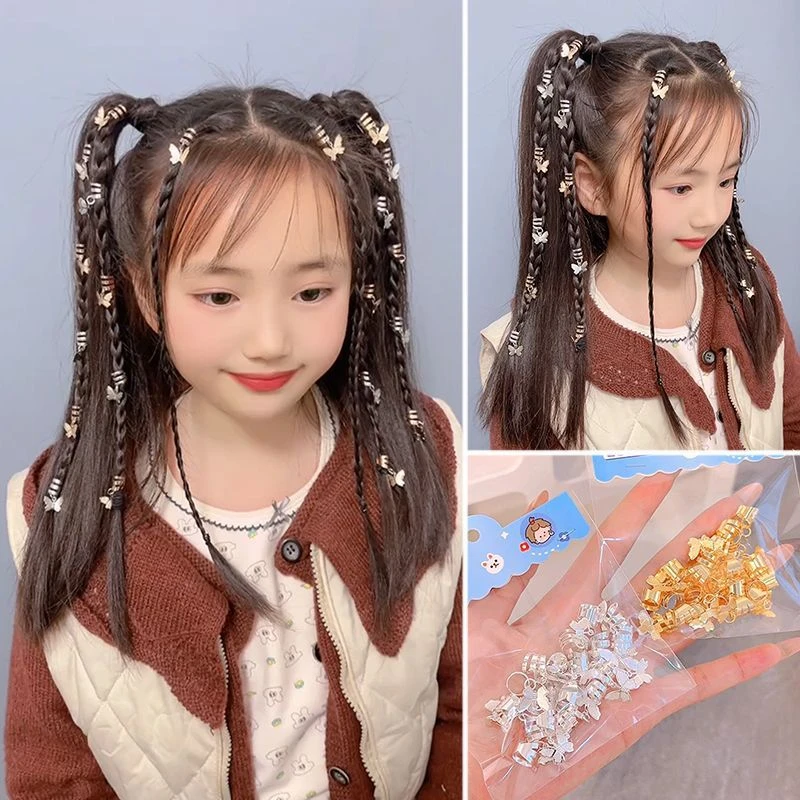 女童甜酷精致蝴蝶发扣可重复使用脏脏辫编发扣爵士舞气质小发夹