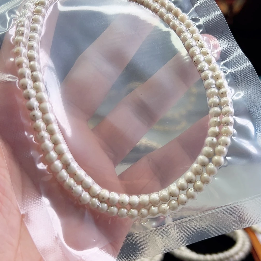 星月菩提手串5mm小龙蛋瓷白料