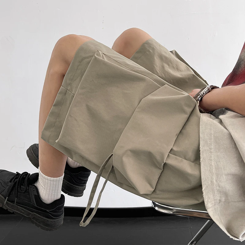 夏季薄款松紧抽绳休闲宽松大口袋工装五分裤子风山系宽松短裤男士