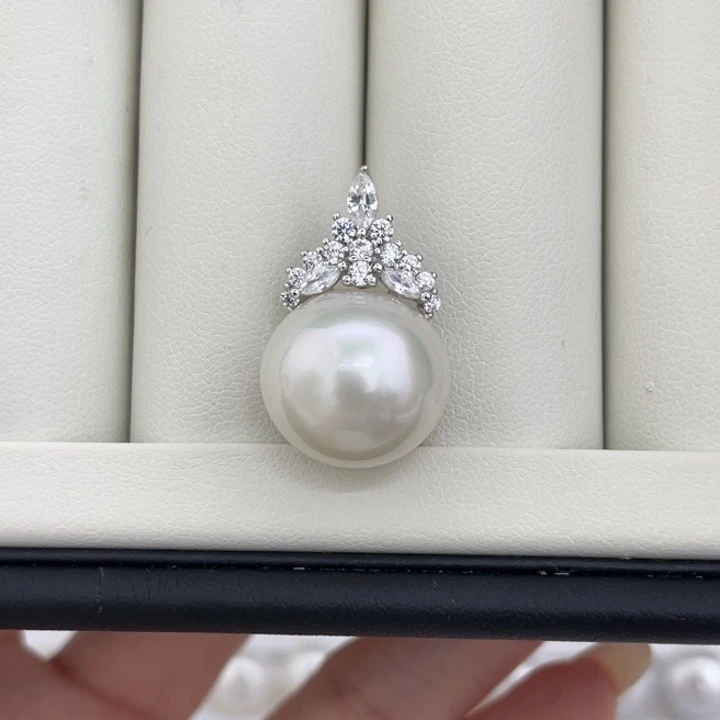 未镶嵌裸珠定制海水珍珠冷白光馒头珠15-16mm