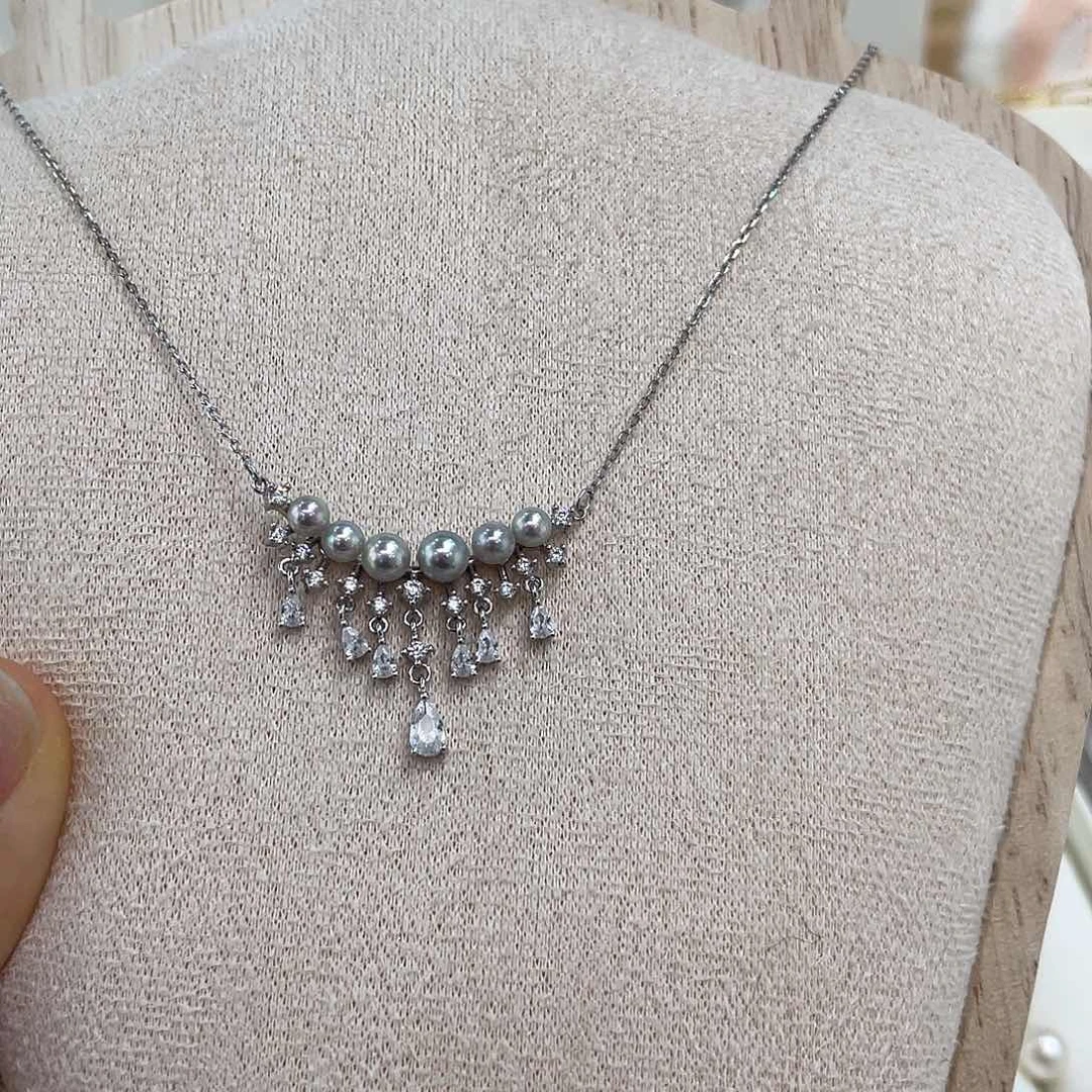 项链银S925镶嵌海水珍珠