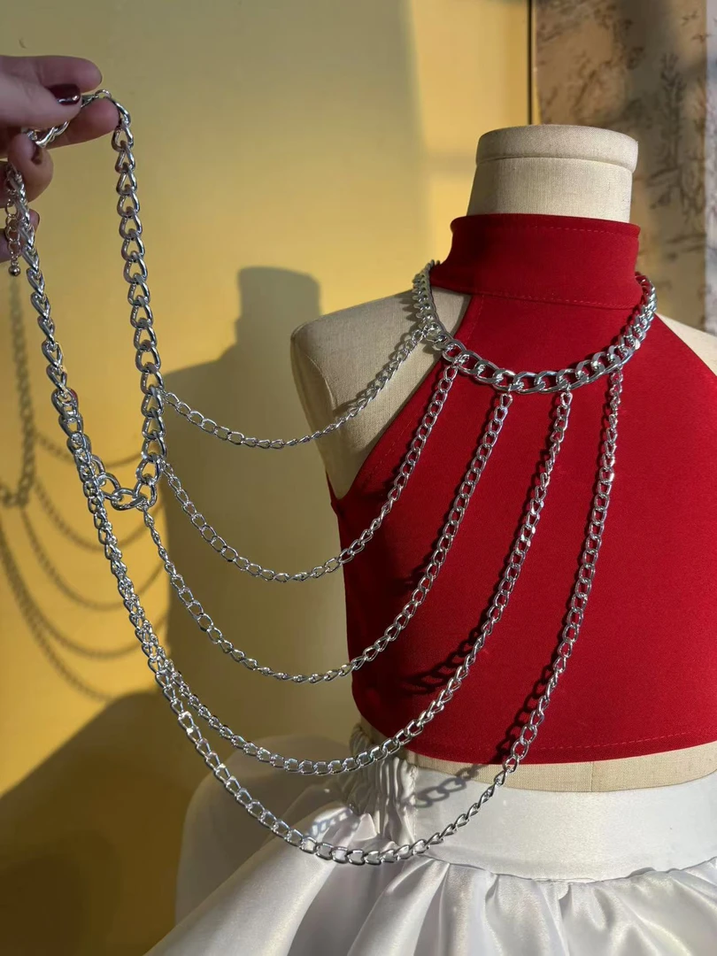 大肩链模特潮服多巴胺潮服女童个性西装模特走秀潮