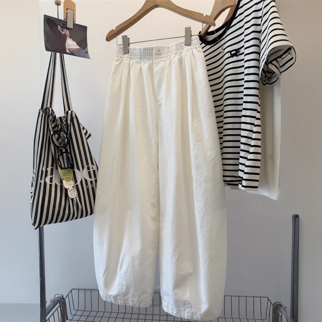 今年流行的白色气球裤女秋2025新款宽松休闲百搭九分灯笼裤阔腿裤