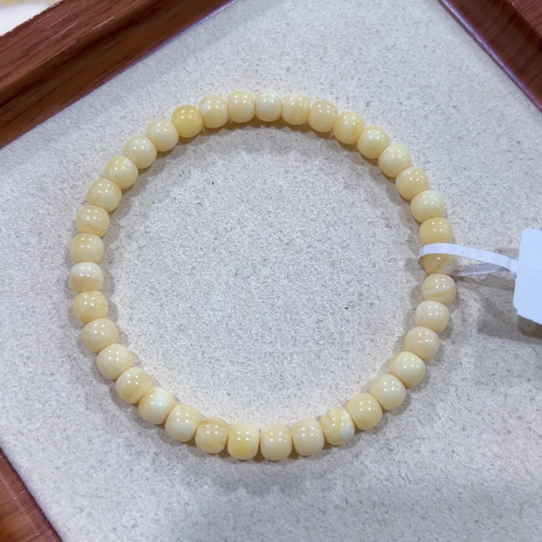 蜜蜡未镶嵌手链5.5m小奶豆手串女生福利