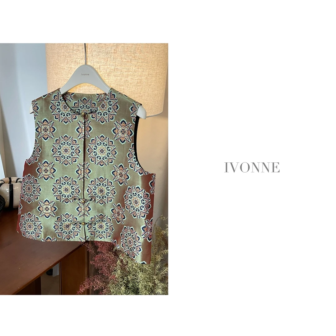 IVONNE｜非遗蜀锦 2025秋冬新品 100桑蚕丝 国风休闲开衫马甲