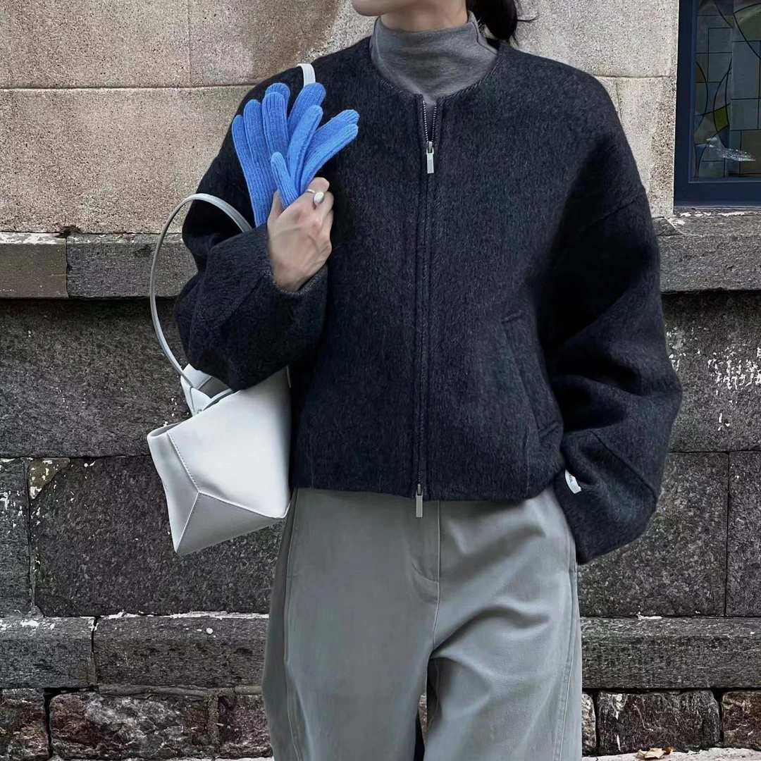 秋冬双面羊毛短款外套6179