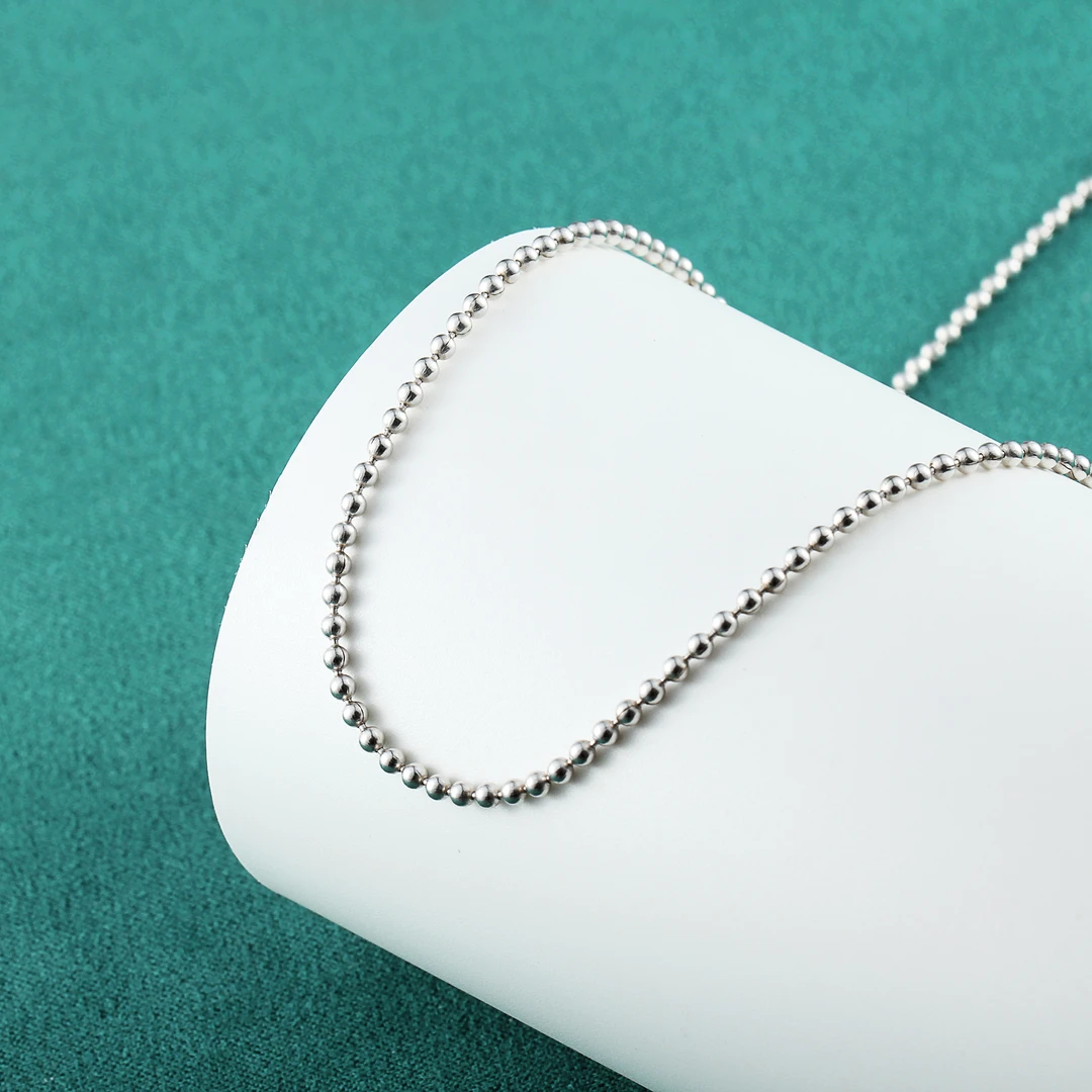 PT990铂金 圆珠链时尚百搭简约珠珠小米珠光珠小圆珠素链S014