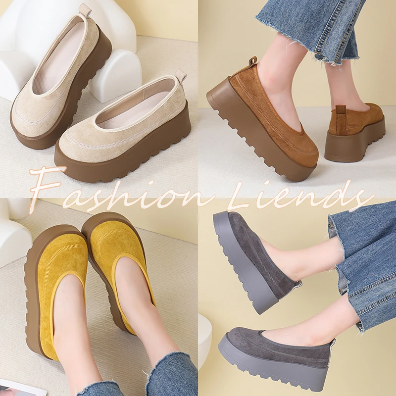 跟高6.5小小个子一脚蹬厚底乐福春夏复古超轻休闲单鞋软底圆头