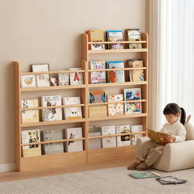 门后书架超薄置物架儿童壁挂多层墙上一体靠墙缝隙窄柜实木收纳柜