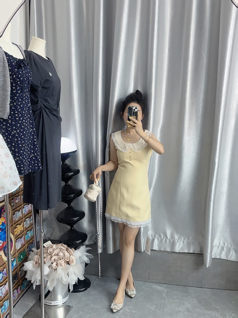 【虎妹推荐】小个子甜美鹅黄色连衣裙