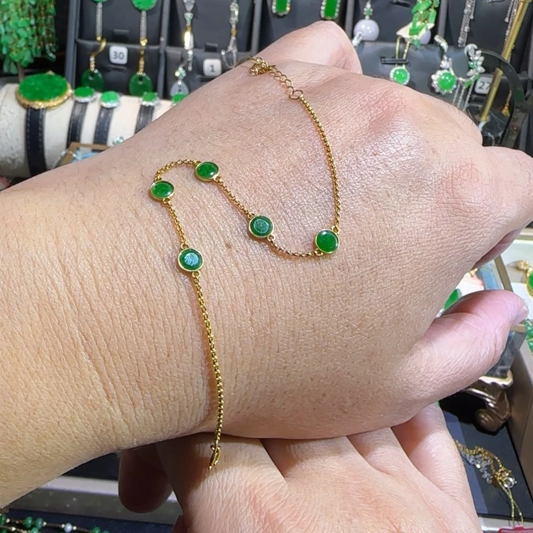 翡翠18K金镶嵌颈饰手链