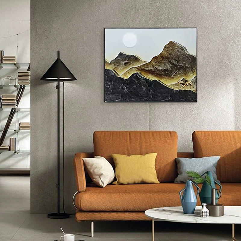 电表箱装饰画 现代简约ABS材质遮挡餐厅电表挂画山5060