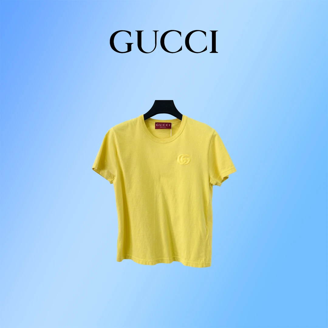 99新 GUCCI/古驰 女士黄色T恤 XS码 简约G13853214