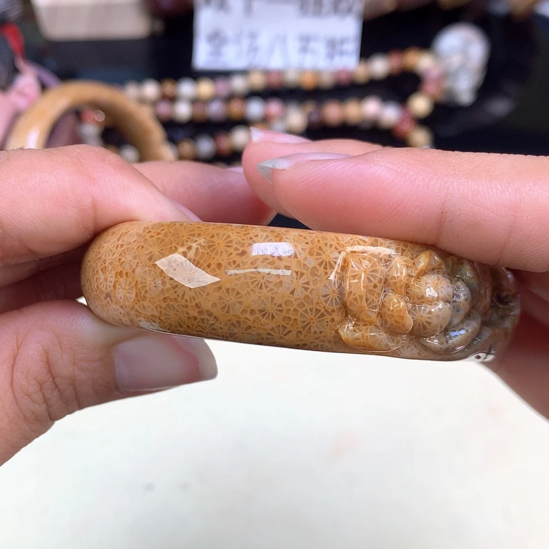 【闪购商品】颈饰未镶嵌硅化珊瑚（珊瑚玉）14号上新莲花54.4圈