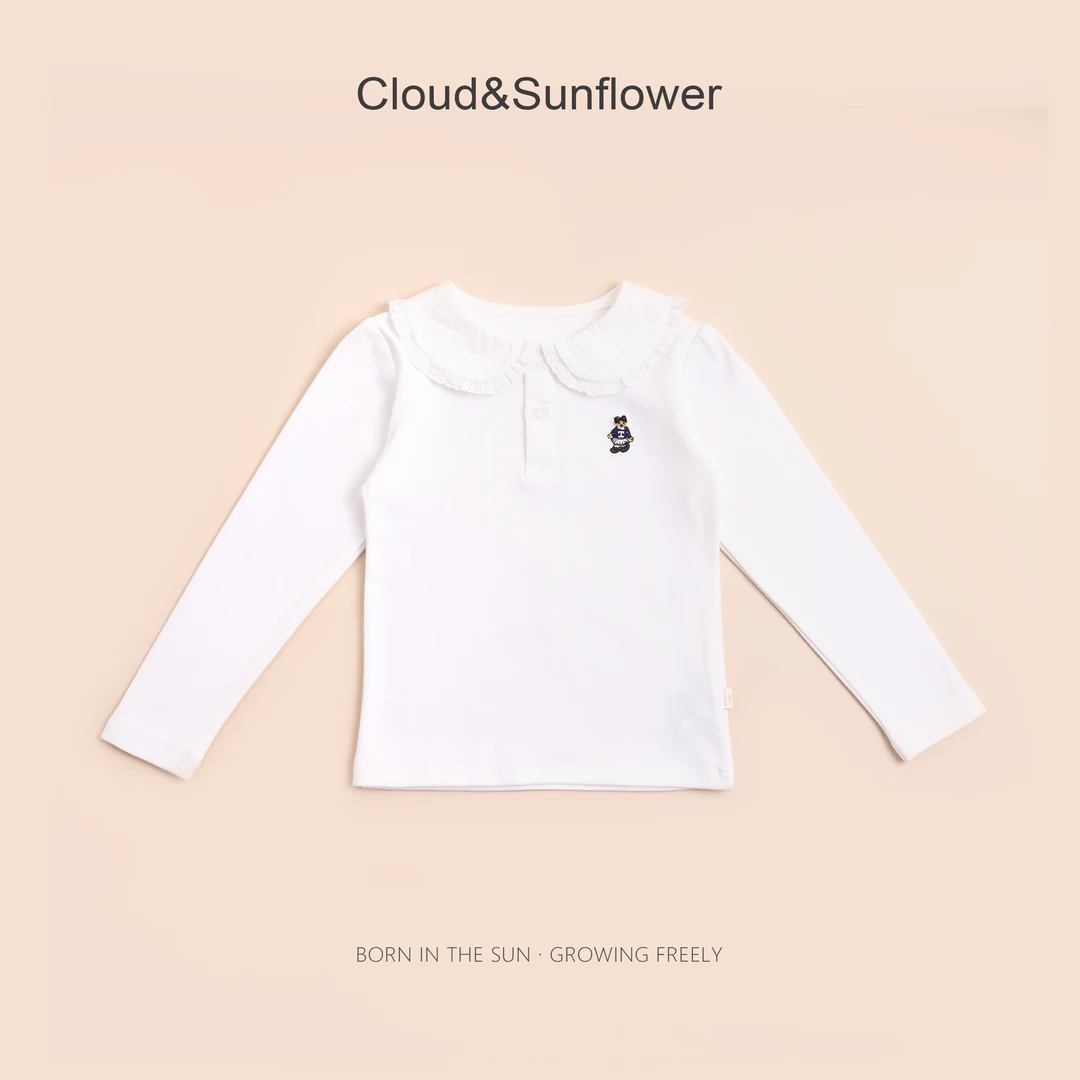 【云朵小葵】儿童小熊饼干纯色娃娃领两粒扣百搭上衣111873