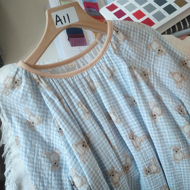 新品长袖睡裙均码〖全棉〗春夏秋冬季睡衣女士纯棉薄家居服家居裙