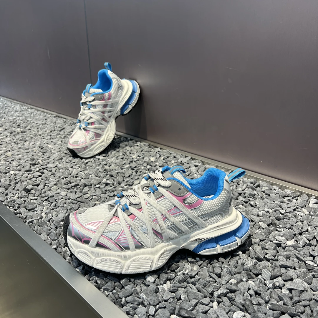 2025夏季男女同款擦色网面拼接透气休闲时尚百搭厚底潮流老爹鞋