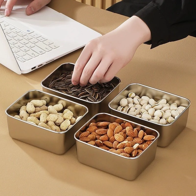 不锈钢提拉米苏盒子方形便携式带盖食物网红家用商用加厚多格