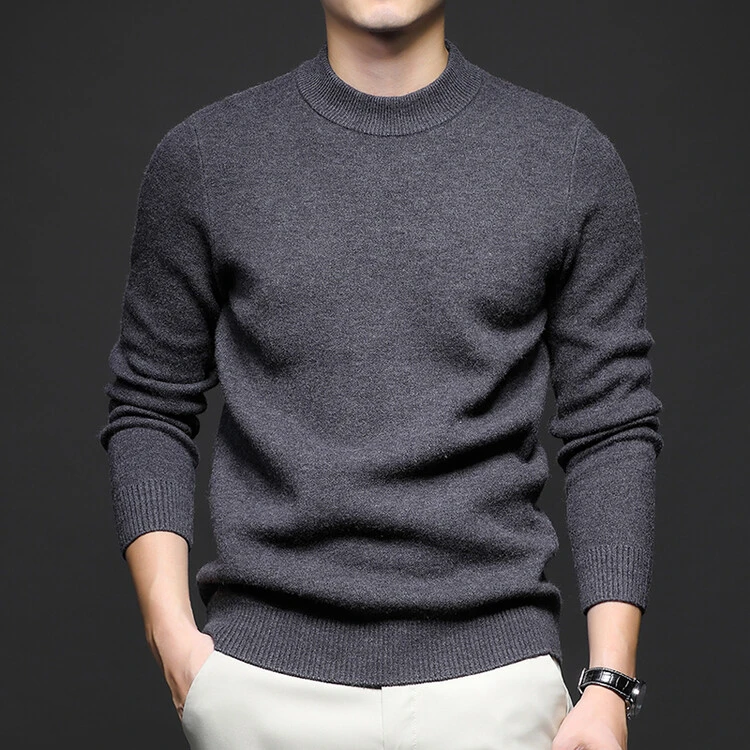 【100%绵羊毛特厚】【500克~610克】中高领羊毛衫男款纯色男士羊毛衫