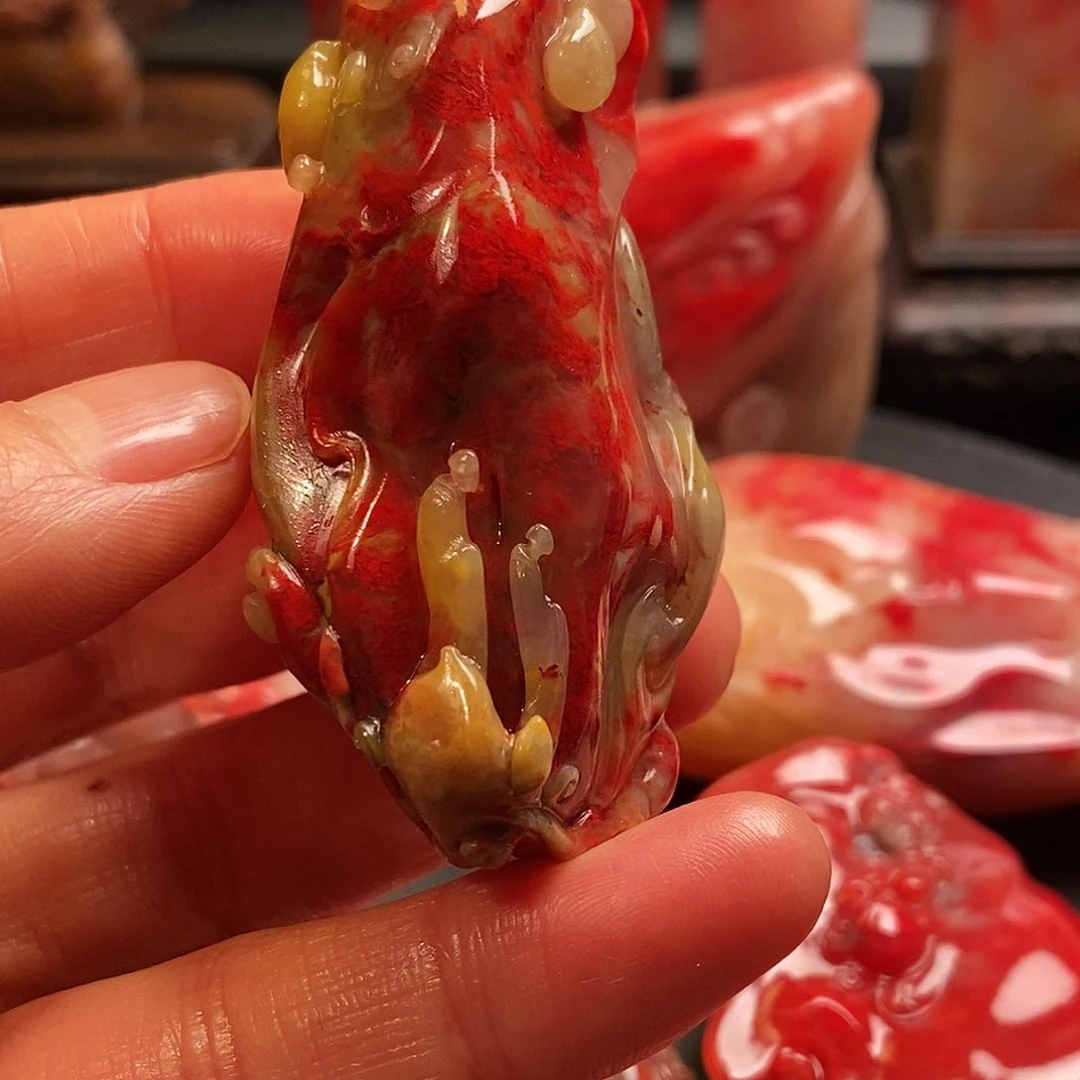 昌化鸡血石大**狐挂件 悟道