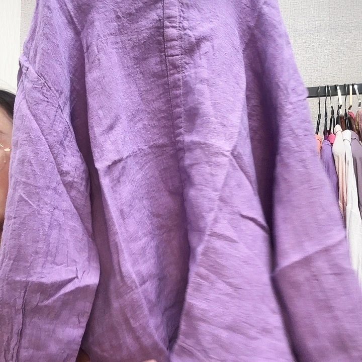 w***a紫色3310亚麻上衣