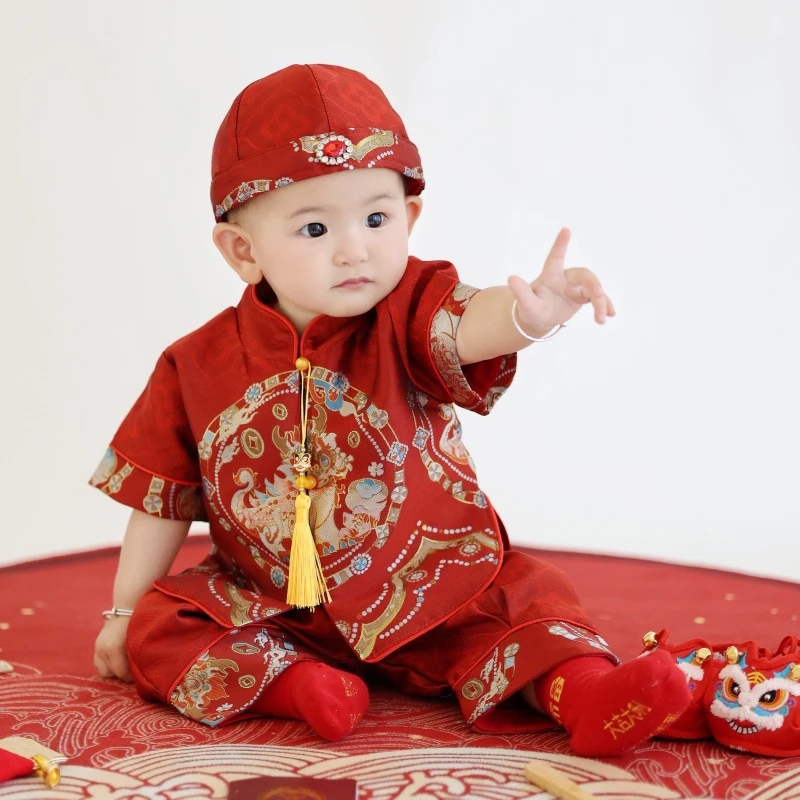 春秋2025周岁礼服男女宝宝中国风生日宴满月套装儿童衣服夏装唐装