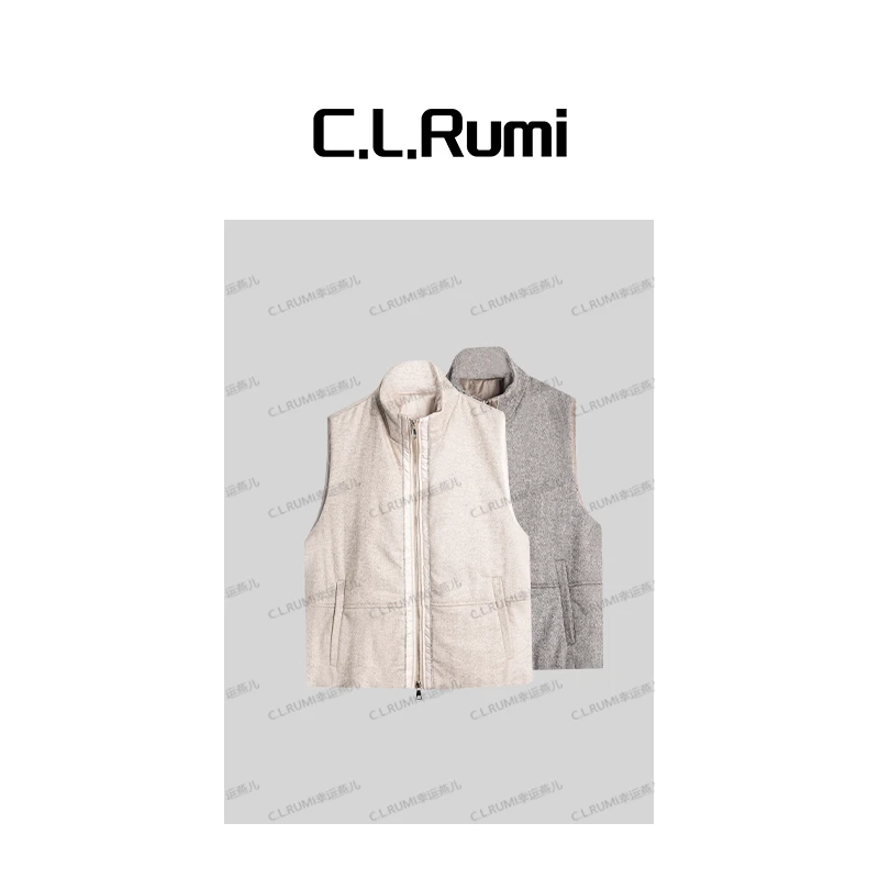 【Rumi精选】“热盾”25秋冬轻奢气质拉链百搭宽松羊毛马甲上衣7144bx