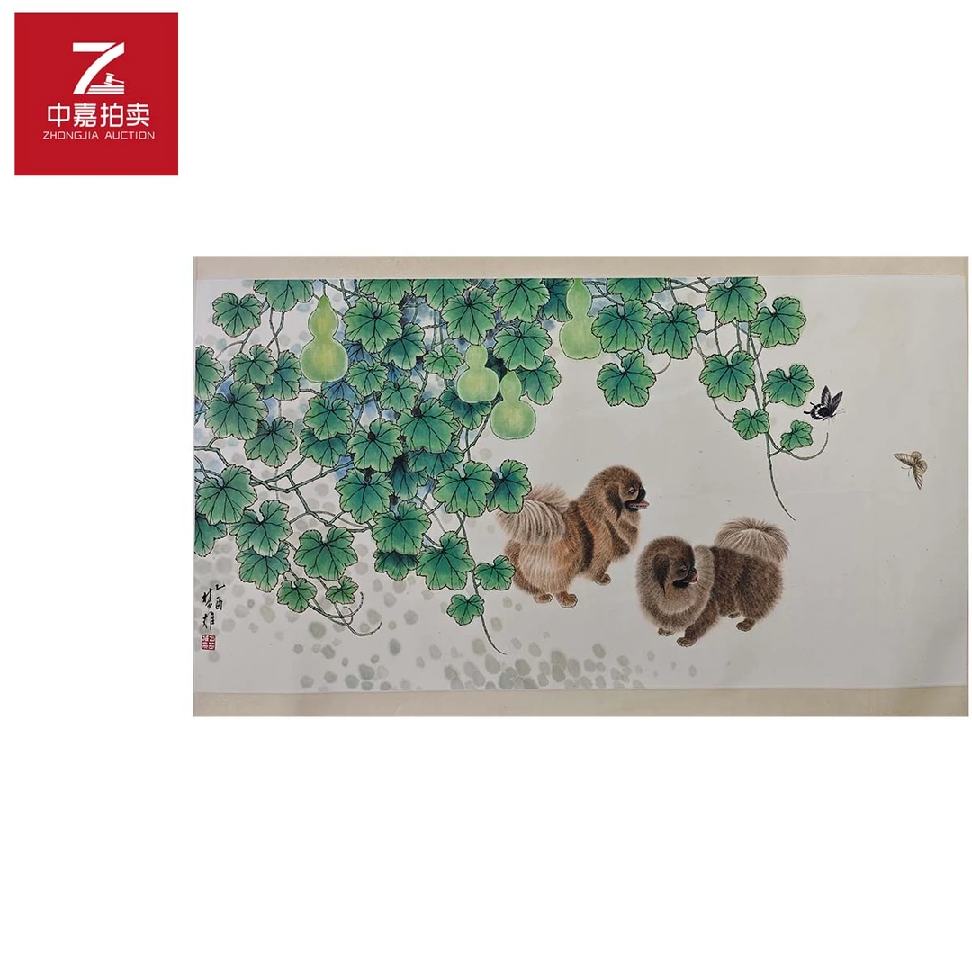 3-F0009方楚雄绘画镜片小狗69x136