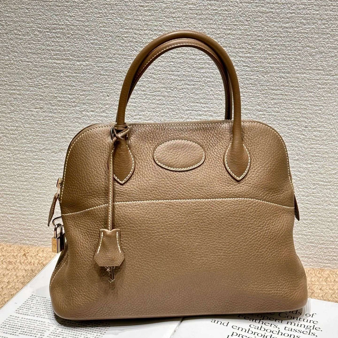 99新 Hermes/爱马仕 大象灰银扣bolide保龄球31 A刻